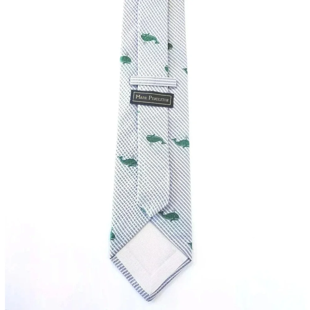 Mark Pendleton Silk Tie, Blue, White & Green Whale Print, NWT